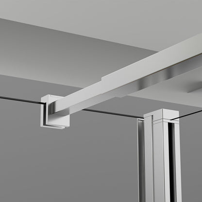 Paroi de douche avec volet pivotant - Barre de fixation extensible 73-120cm en Alu Chromé