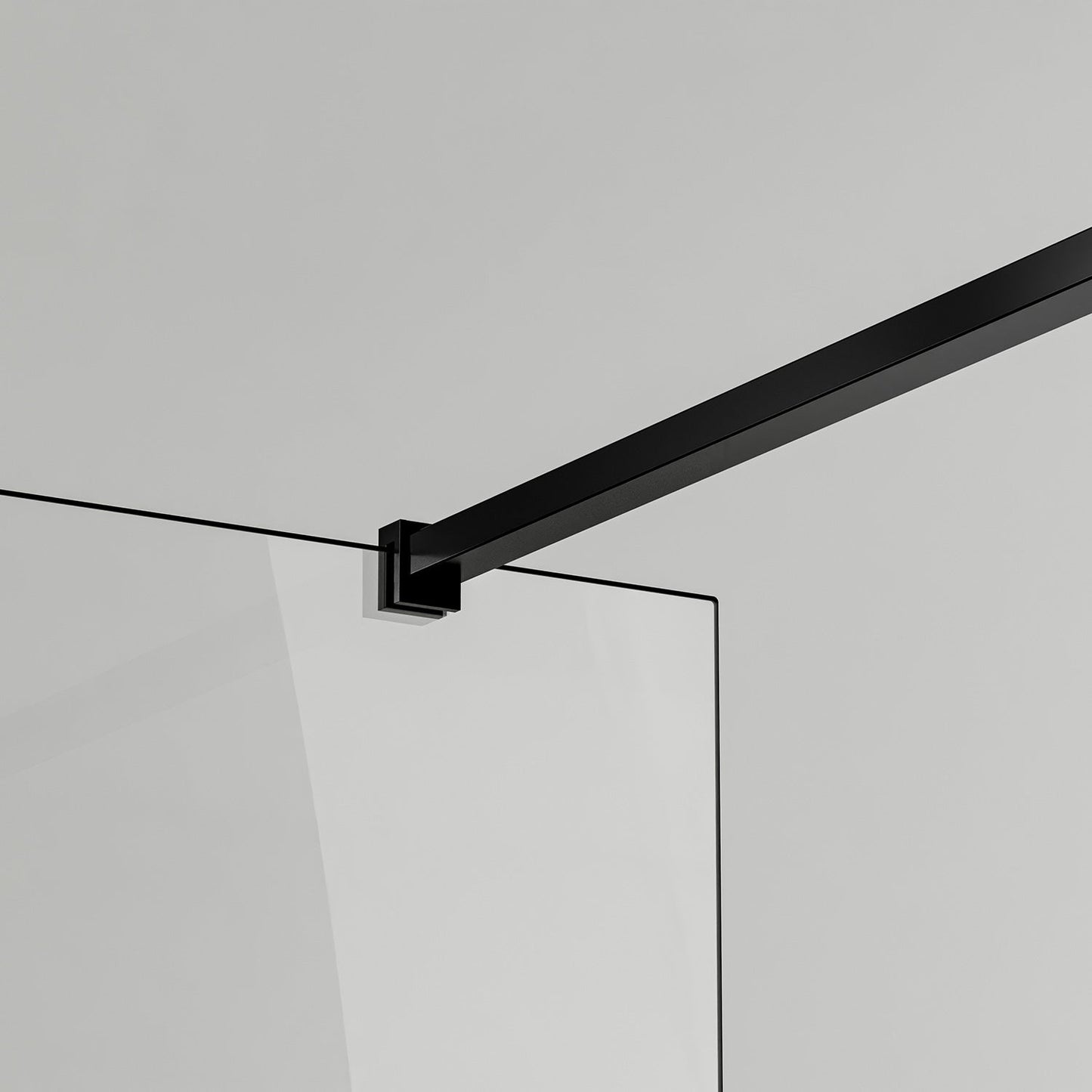 Paroi de douche en verre securit avec profilé et barre 90cm en aluminium noir mat