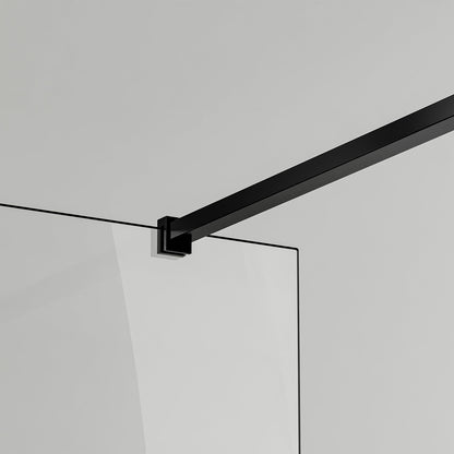Paroi de douche à sérigraphie moderne avec barre de fixation 90 cm en alu noir