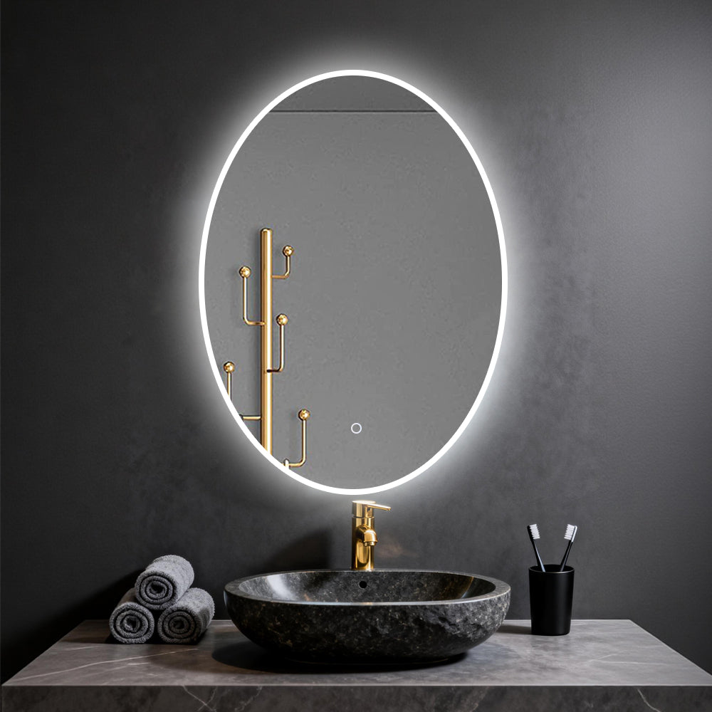 Miroir Oval avec éclairage LED pour salle de bain lumière réglable