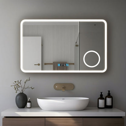 Miroir LED Salle de bain avec horloge digitale - Lumière réglable
