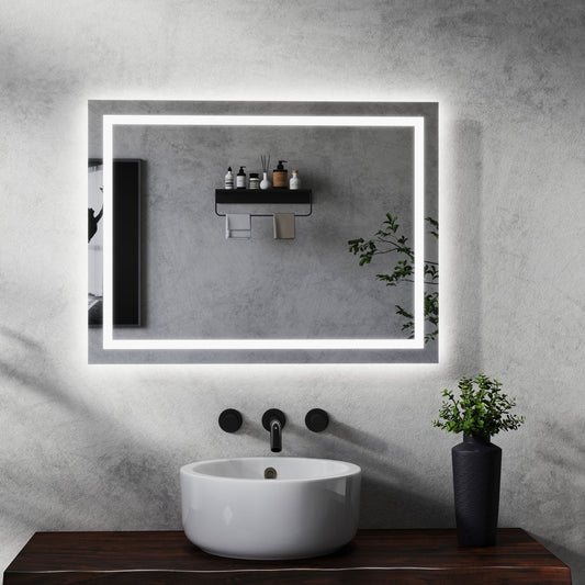 Miroir salle de bain installation réversible - température de lumière réglable
