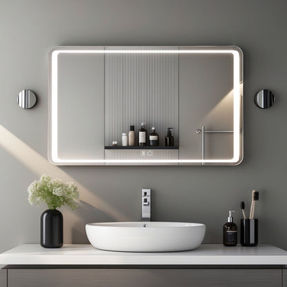 Miroir Salle de bain antibuée rectangulaire avec luminosité 6000K luminosité réglable