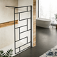 Paroi de douche à sérigraphie moderne avec barre de fixation 90 cm en alu noir