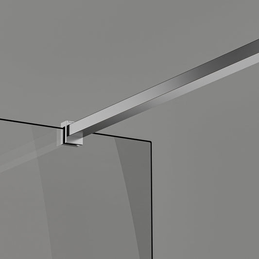 Paroi de douche en verre 8mm avec profilé et barre 90cm en aluminium chromé