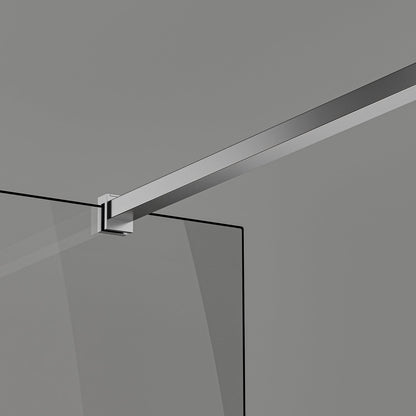 Paroi de douche en verre transparent avec barre 140cm en aluminium chromé