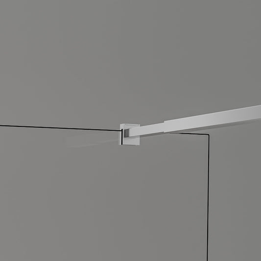 Paroi de douche Italienne avec profilé mural et barre de fixation extensible 73-120cm  en alu chromé