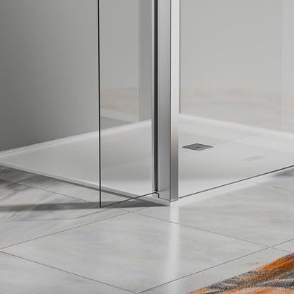 Paroi à l'italienne avec déflecteur - Barre de renfort 140cm recoupable en alu chromé