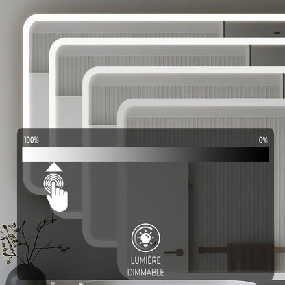 Miroir LED Salle de bain avec horloge digitale - Lumière réglable
