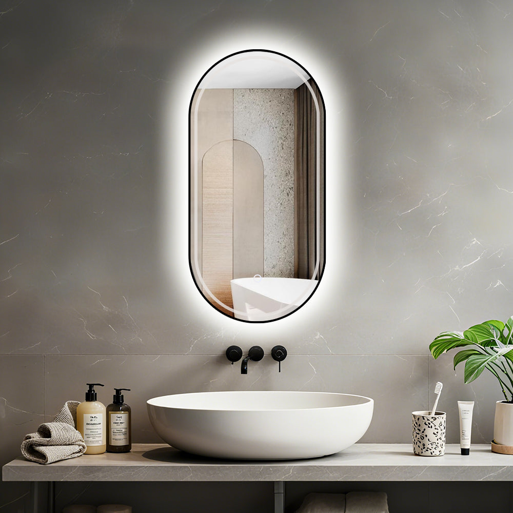 Miroir Salle de bain rectangle arrondi avec lumière réglable 2700K-6000K