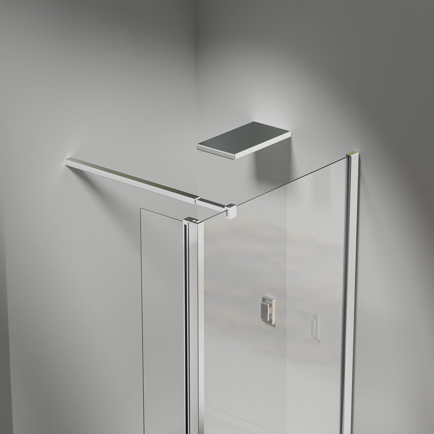 Paroi de douche avec volet pivotant - Barre de fixation extensible 73-120cm en Alu Chromé