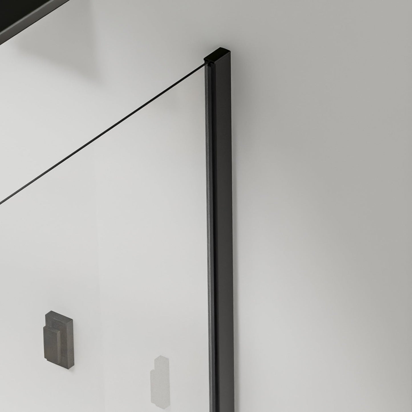 Paroi de douche en verre anticalcaire avec barre de stabilisation 140cm en alu noir mat