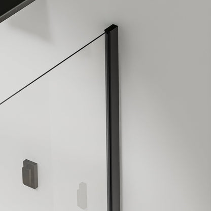 Paroi de douche en verre anticalcaire avec barre de stabilisation 140cm en alu noir mat