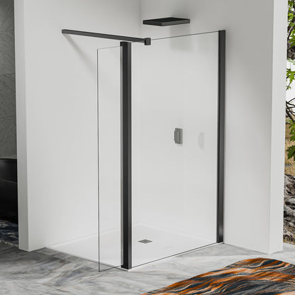 Paroi à l'italienne avec déflecteur - Barre de renfort 140cm recoupable en alu noir mat