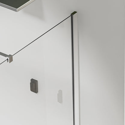 Paroi fixe avec retour pivotant - Barre de renfort 90cm - Accessoires en aluminium chromé
