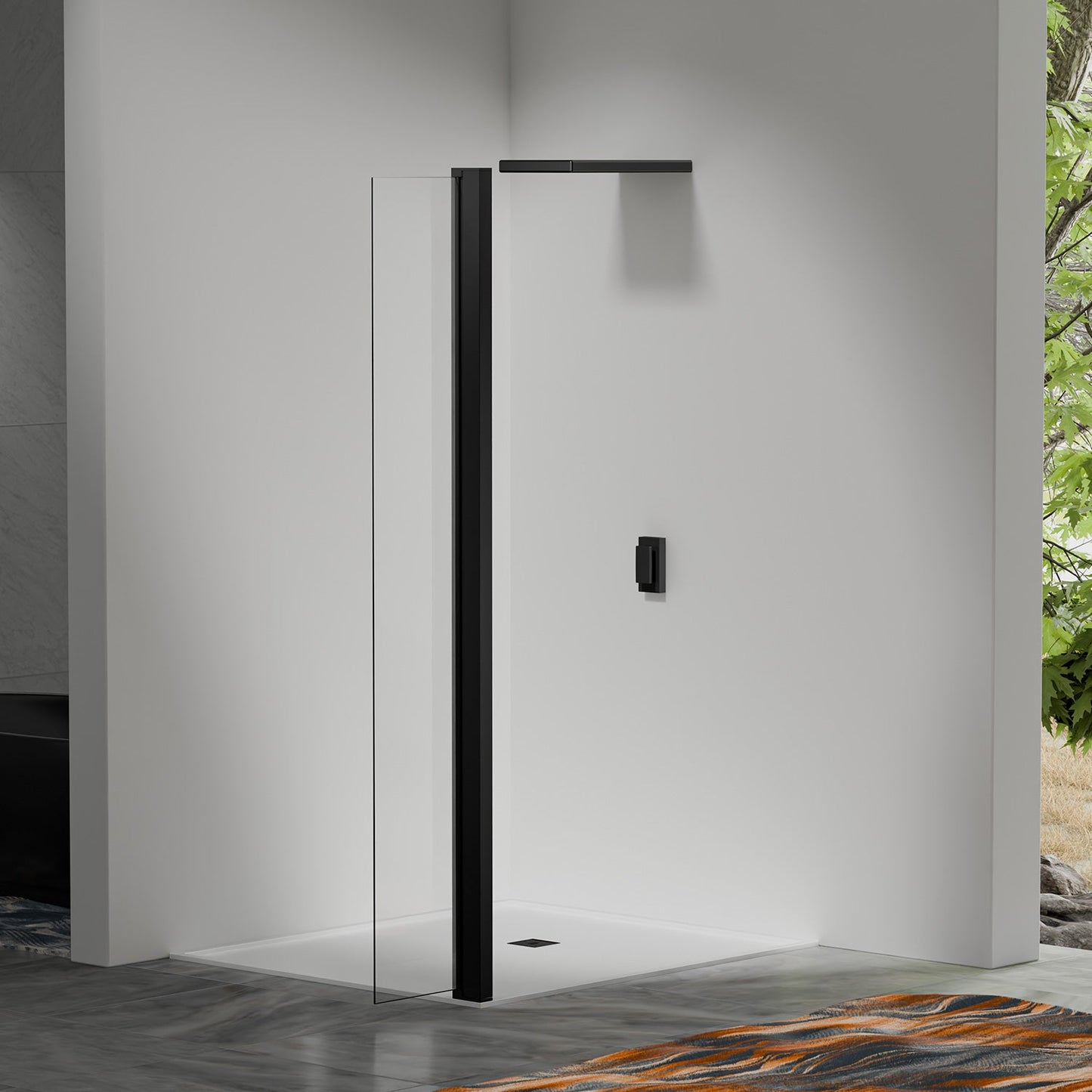 Retour pivotant seul en noir mat Largeur 30cm / 40cm / 50cm