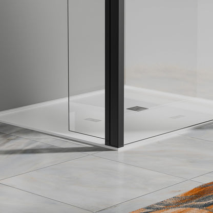 Paroi à l'italienne avec déflecteur - Barre de renfort 140cm recoupable en alu noir mat